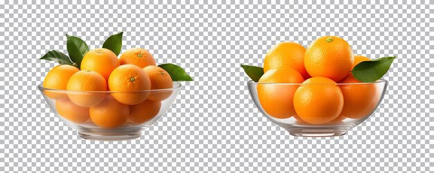 PSD bowl of fresh oranges or tangerines isolated on a transparent background