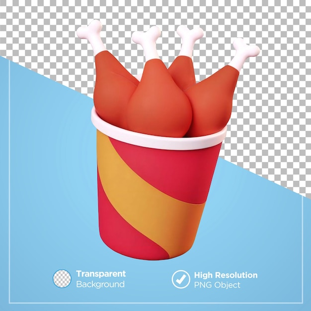 프라이드 치킨 3D 일러스트레이션