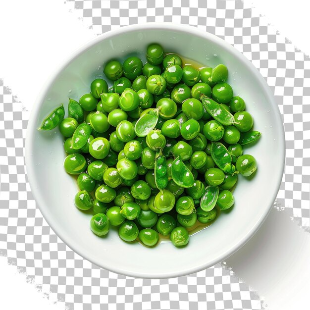 PSD a bowl of green peas with a white bowl with a white background