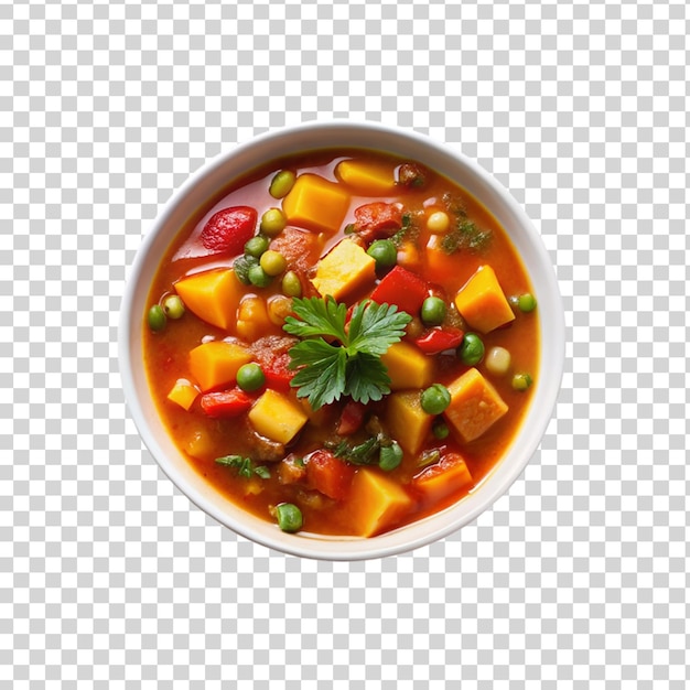 PSD a bowl on hearty vegetable soup isolated on transparent background
