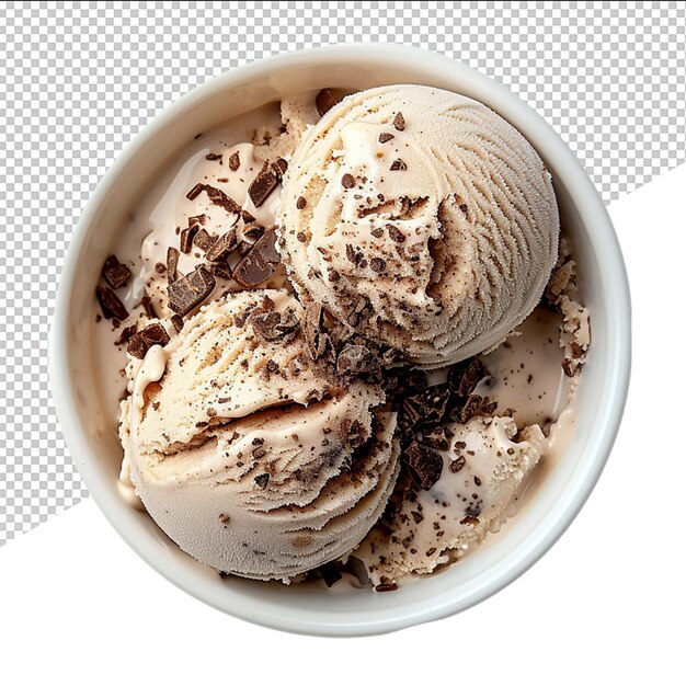 PSD a bowl of ice cream with chocolate on it