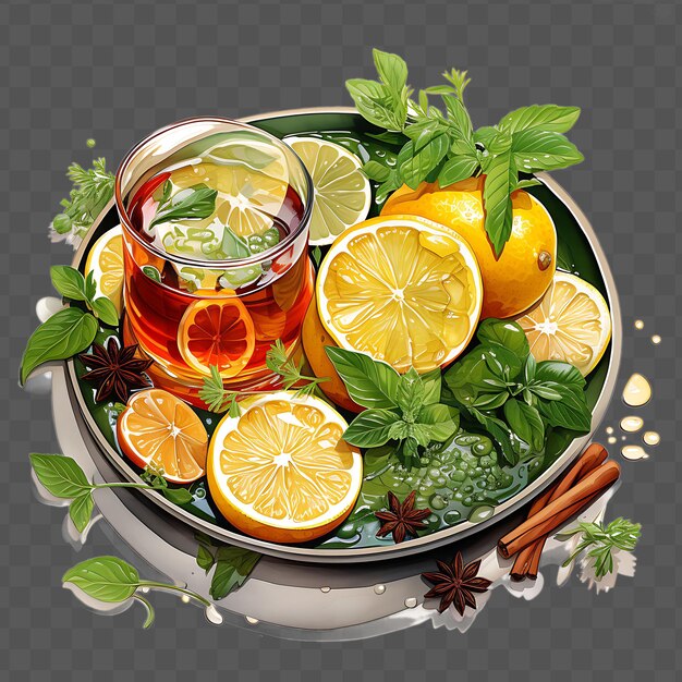 PSD a bowl of lemons lemons and mint leaves