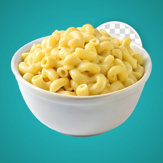 PSD bowl of macaroni and cheese isolated on transparent background