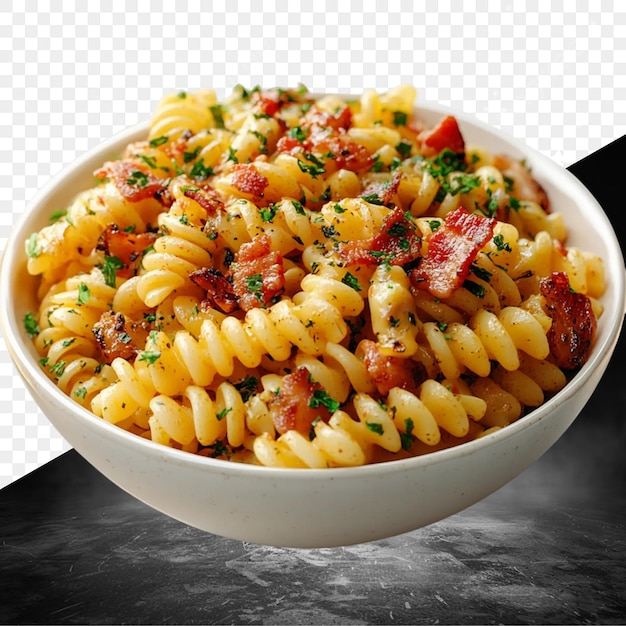 миска макарон и сыра на белом фоне
