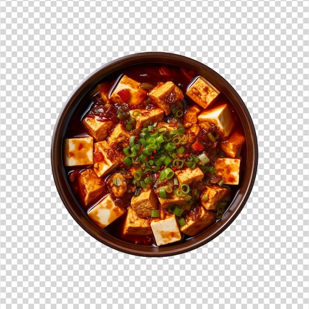 Ciotola di mapo tofu su sfondo trasparente