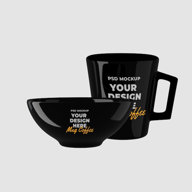 PSD bowl and mug mockup