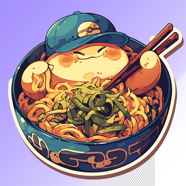 PSD a bowl of noodles with a cartoon character on it