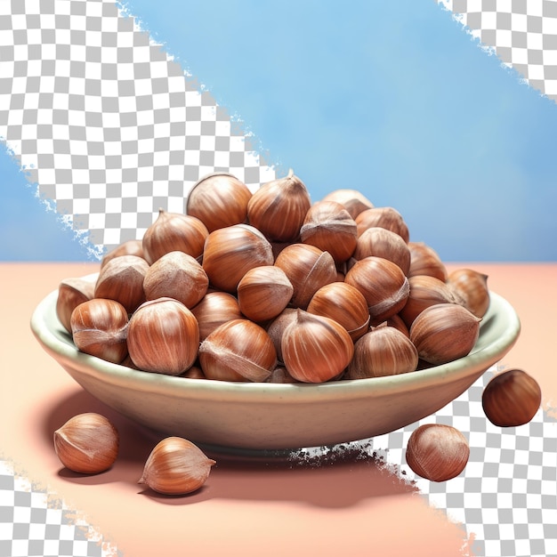 PSD a bowl of nuts with a blue background and a picture of a bowl of walnuts.