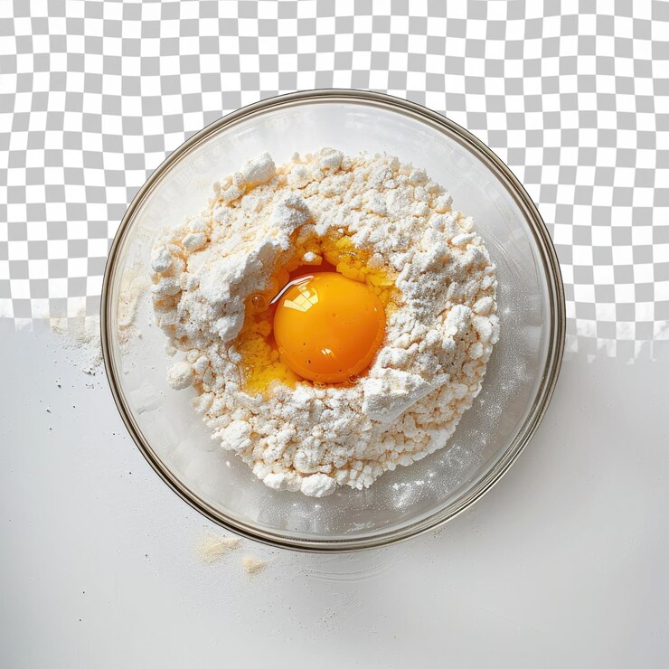 PSD a bowl of oatmeal with a bowl of flour and an egg in it