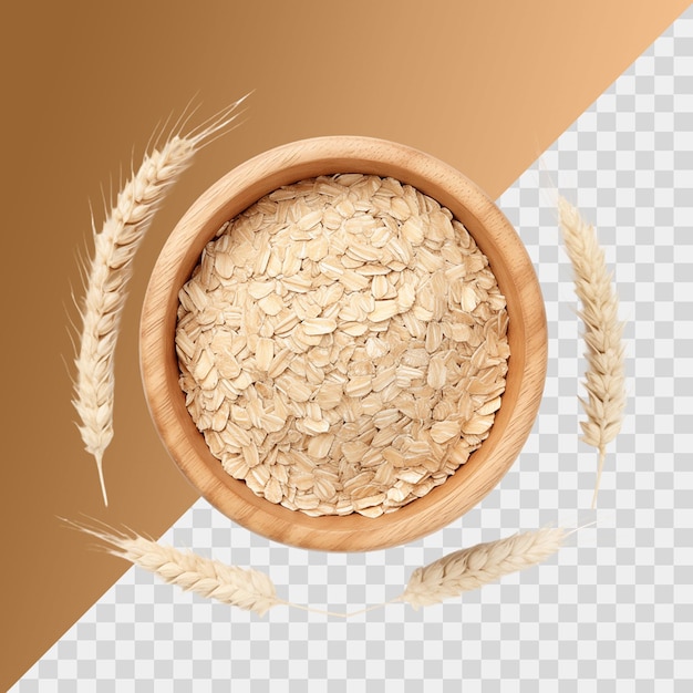 Bowl of oats isolated on transparent background