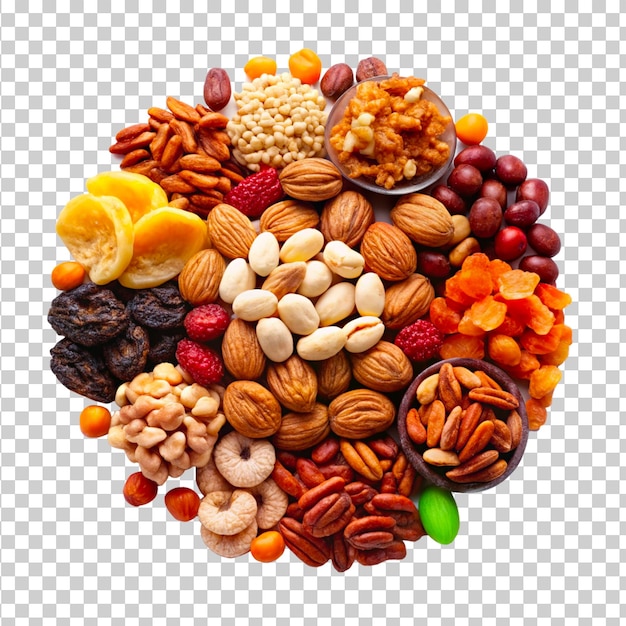 Bowl of Dried Mixed Nuts Fruits isolated