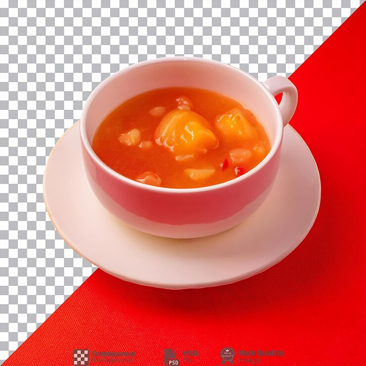 PSD 一碗湯,其中有隔離的蔬菜