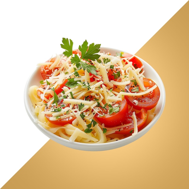 パスタのボウルトップにパセリの束がある