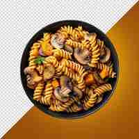 PSD a bowl of pasta with mushrooms and mushrooms