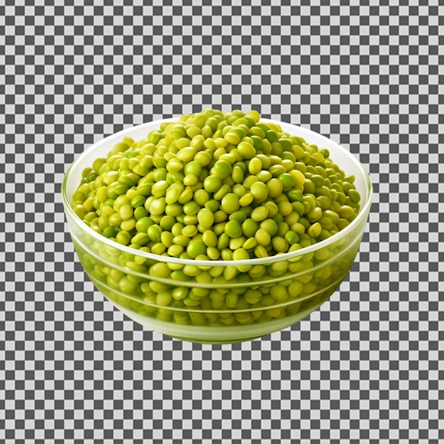 A bowl of peas is on a checkered background