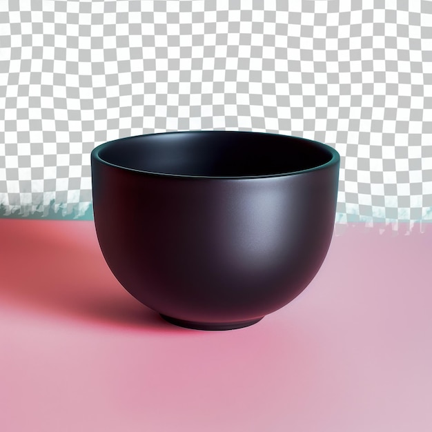 PSD a bowl on a pink table with a white and black background