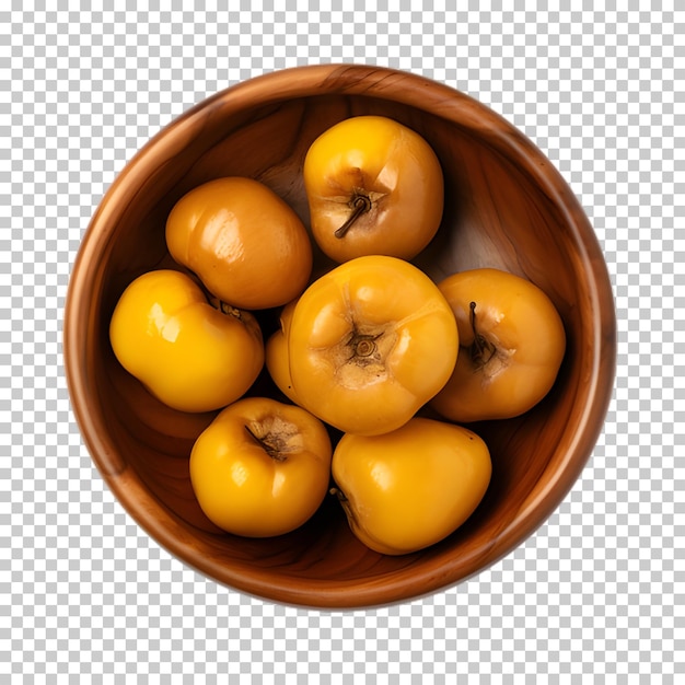 A bowl of quince isolated on transparent background