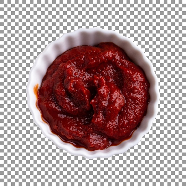 PSD bowl of red sauce with transparent background