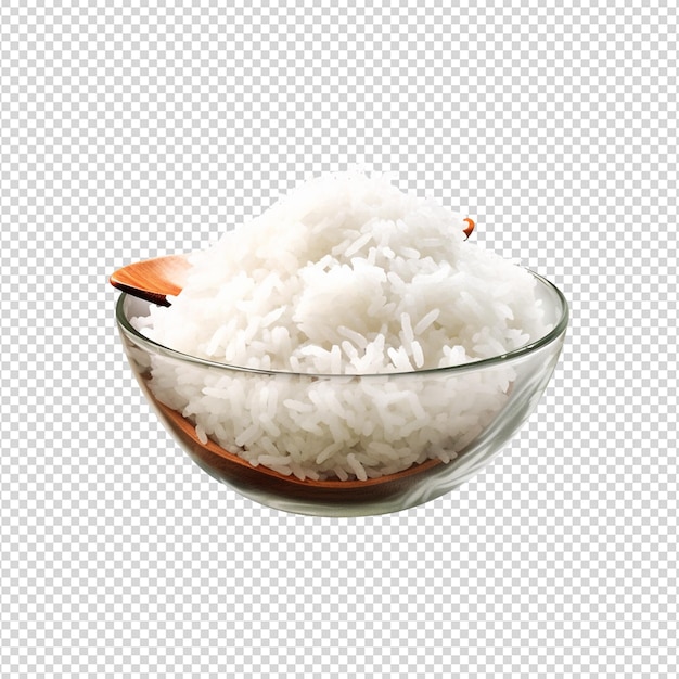 PSD bowl of rice isolated on transparent white background