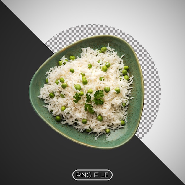 a bowl of rice with a green vegetable in the middle