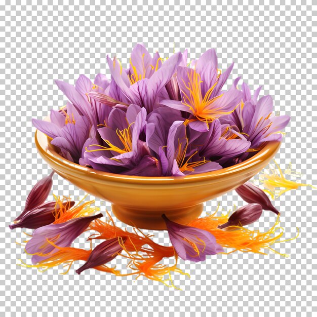 PSD bowl of saffron isolated on transparent background