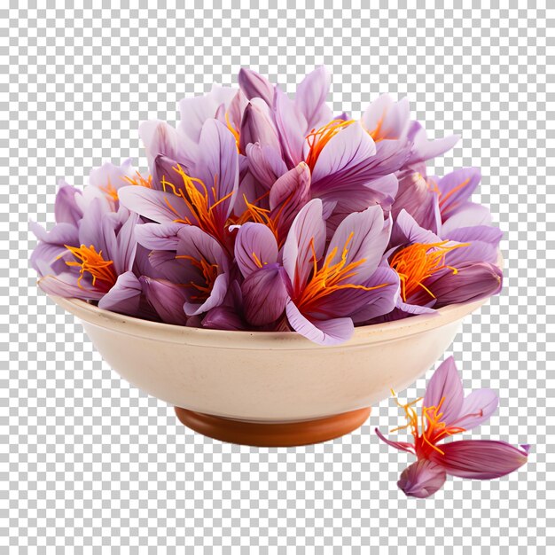 PSD bowl of saffron isolated on transparent background