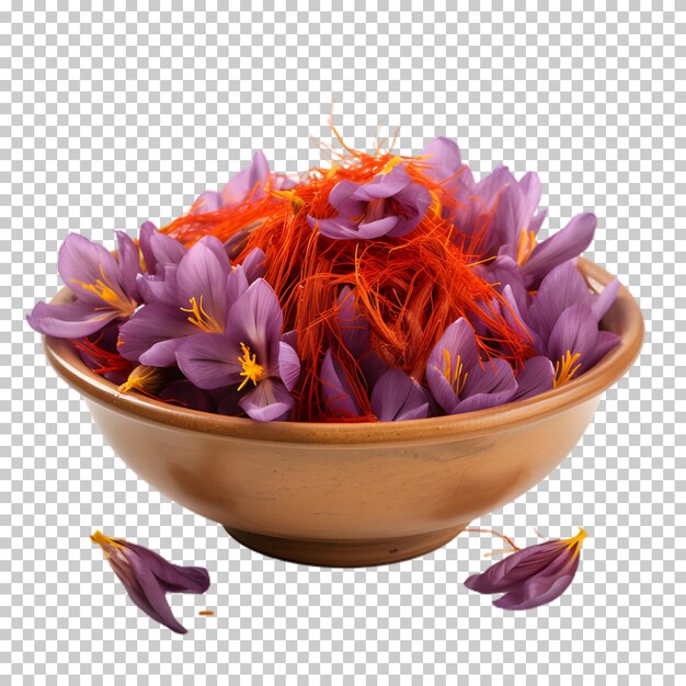 PSD bowl of saffron isolated on transparent background