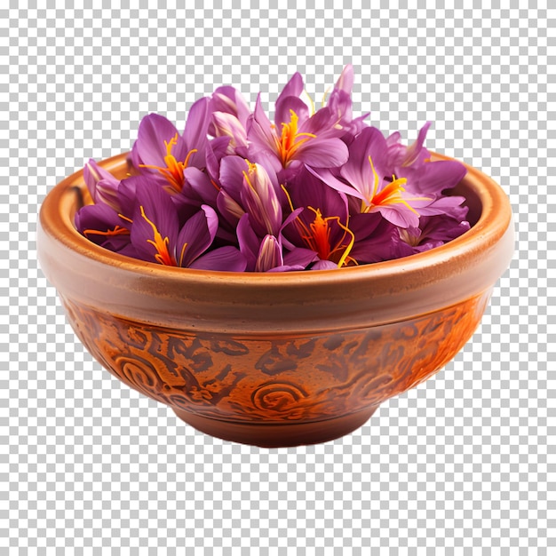 PSD bowl of saffron isolated on transparent background