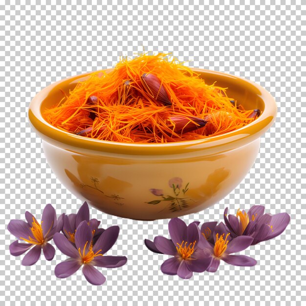 PSD bowl of saffron isolated on transparent background