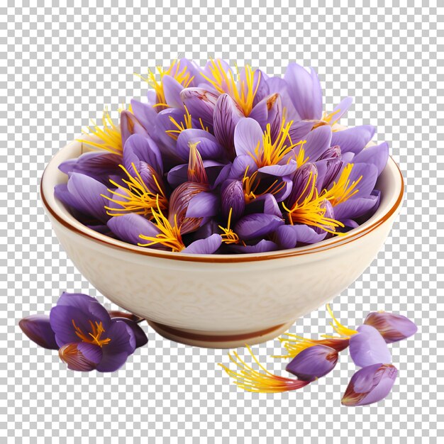 PSD bowl of saffron isolated on transparent background