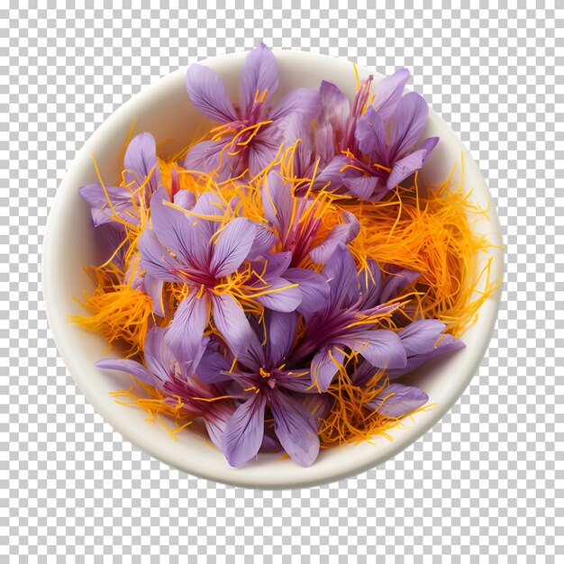 PSD bowl of saffron isolated on transparent background