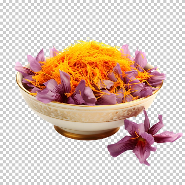 Bowl of saffron isolated on transparent background