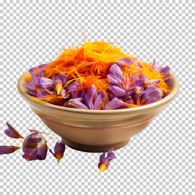 PSD bowl of saffron isolated on transparent background