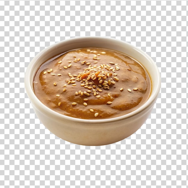 Bowl of sesame sauce isolated on transparent background