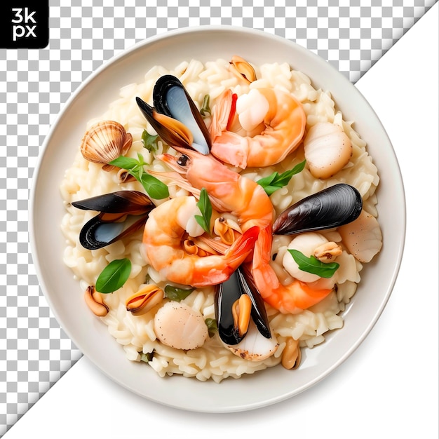 A bowl of shrimp and shrimp with a black and white background