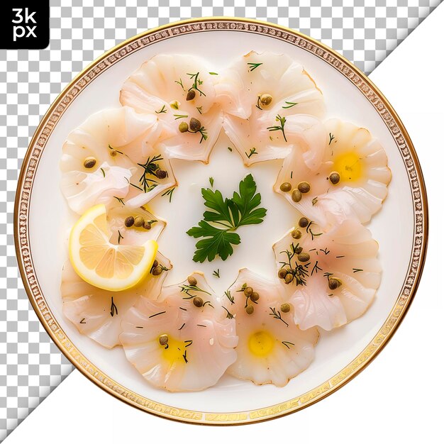 PSD a bowl of shrimps with a lemon on top of it
