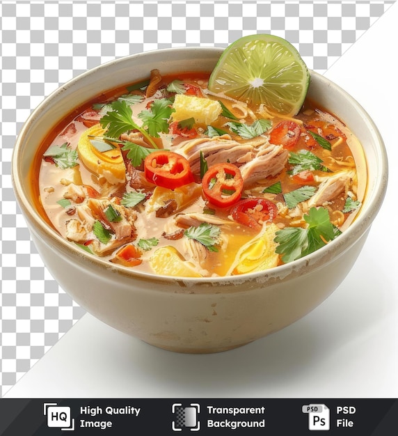 PSD bowl of soto ayam for ramadan breaking fast