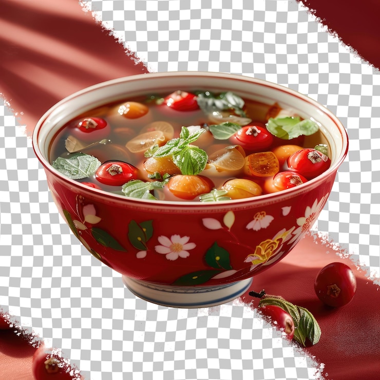 PSD 一碗湯,一隻手拿著一碗蔬菜