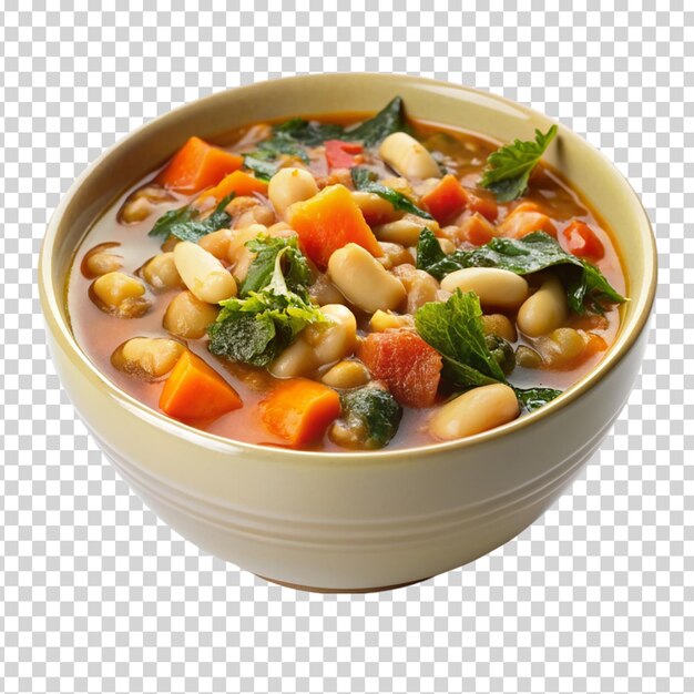 PSD a bowl of soup with vegetables and beans on transparent background
