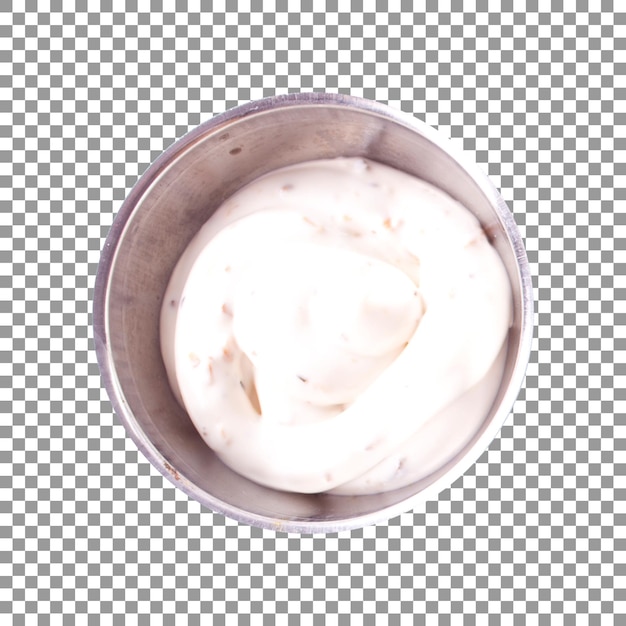 PSD bowl of sour cream isolated on transparent background