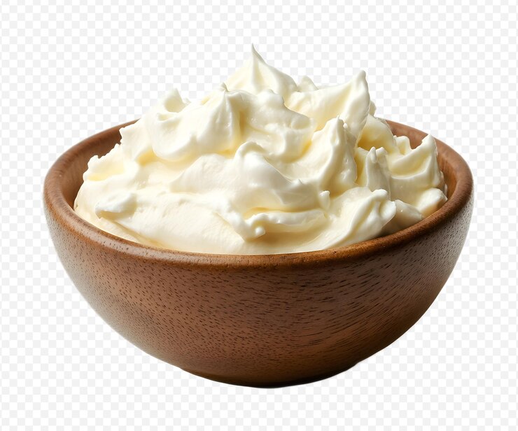 PSD bowl of sour cream on a transparent background
