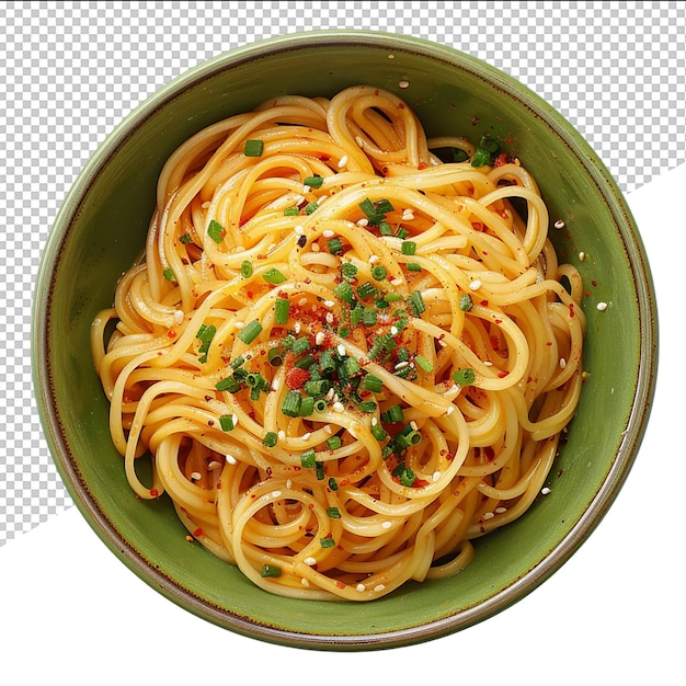 PSD a bowl of spaghetti with a green bowl of pasta