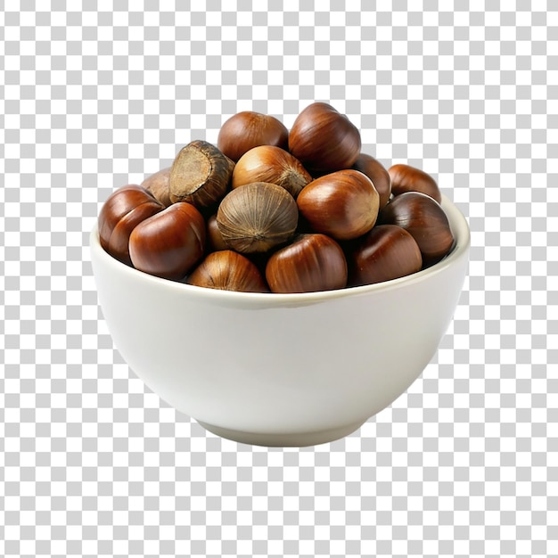 PSD bowl of sweet chestnuts isolated on transparent background