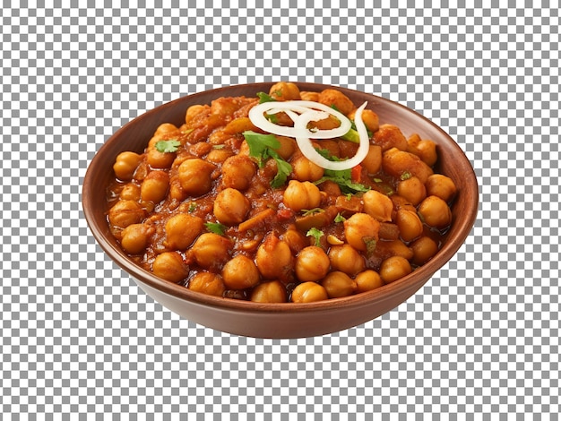 PSD bowl of tasty chana chat bowl isolated on transparent background