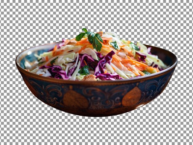 PSD bowl of tasty coleslaw salad isolated on transparent background