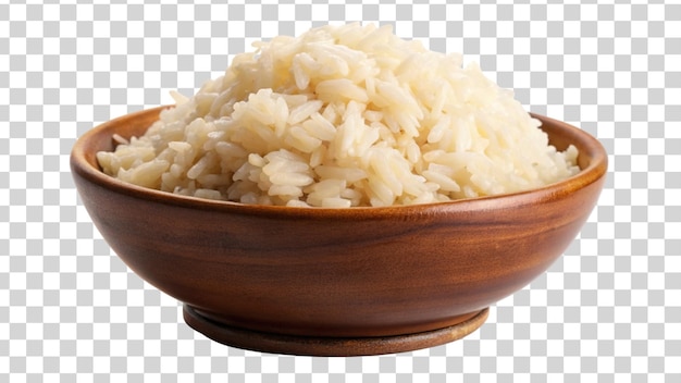 PSD bowl of tasty cooked white rice isolated on transparent background