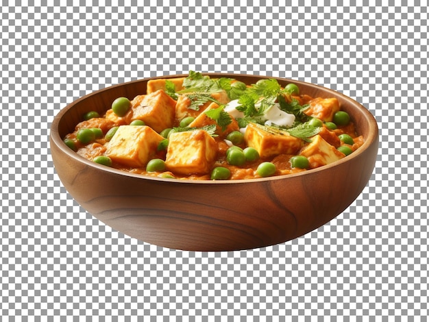 PSD bowl of tasty matar paneer curry on transparent background