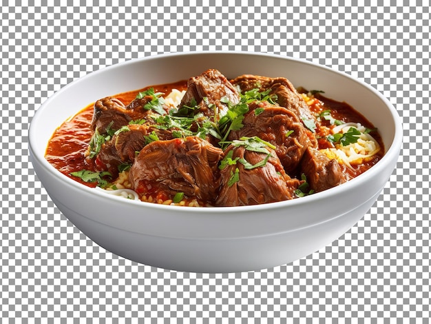 PSD bowl of tasty steamed mutton curry bowl isolated on transparent background