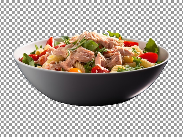 PSD bowl of tasty tuna salad isolated on transparent background