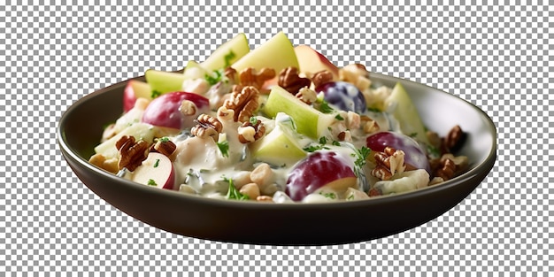 PSD bowl of tasty waldorf salad with transparent background